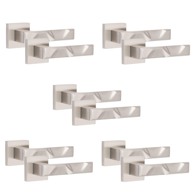 5 Pairs Modern Nova Premium Design Door Handles on Square Rose