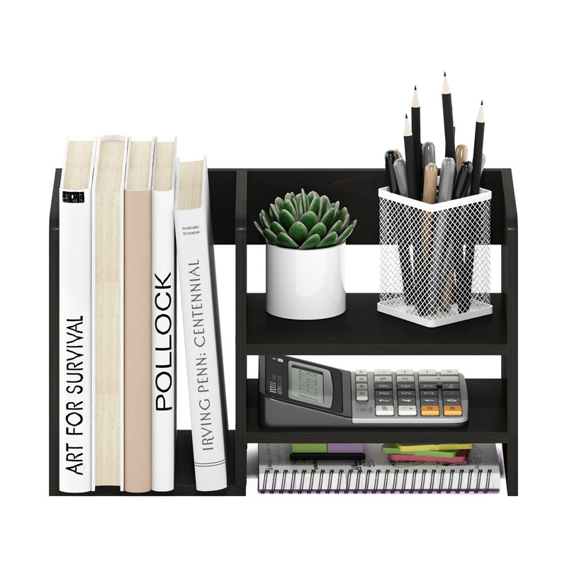 Aaban Home Office Wood Desktop Book and File Organiser with Storage, Espresso