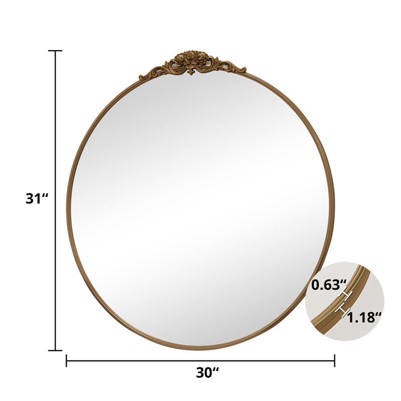 Miroir d'appoint mural Stourbirdge, Or antique, 30 po x 30 po