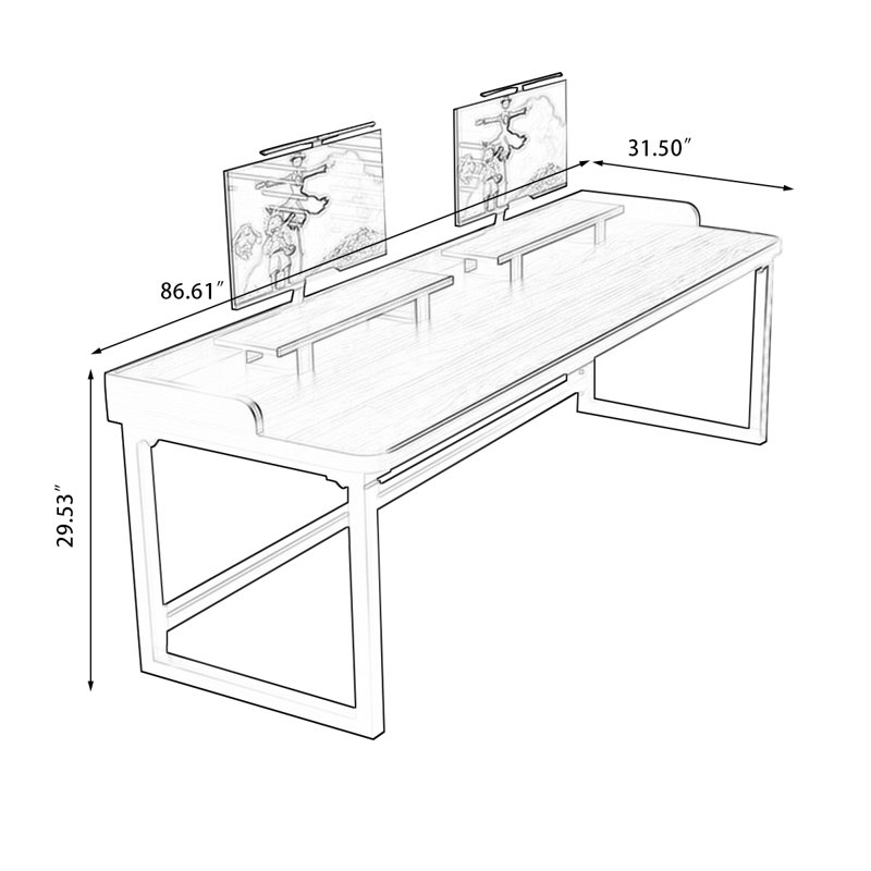 Bureau d'écriture Cherry, Cerisier, H 27,56 po x l 86,61 po x P 31,5 po
