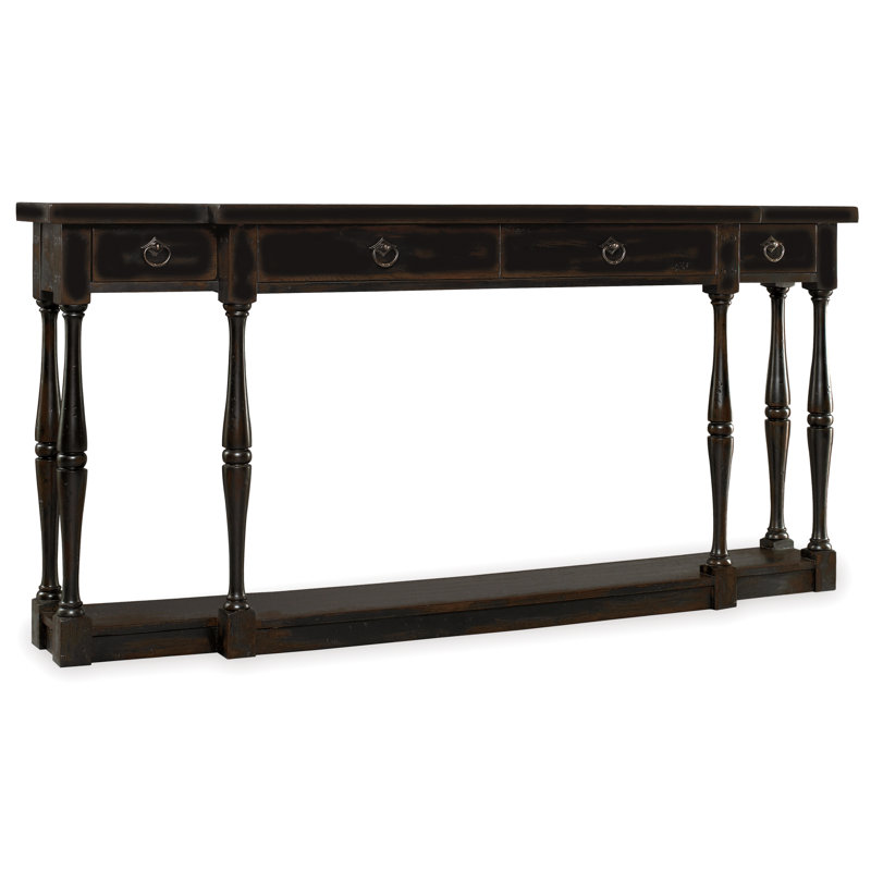 Transitional Ebony Black 72'' Rectangular Console Table with Storage