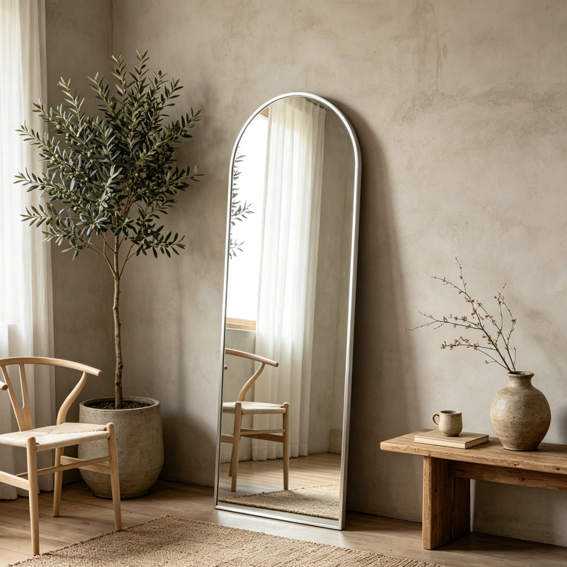 Miroir de plancher Arch, Argent