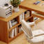 Bureau en L en bois massif avec 1 tiroir Burlywood-1515020255-1515020252