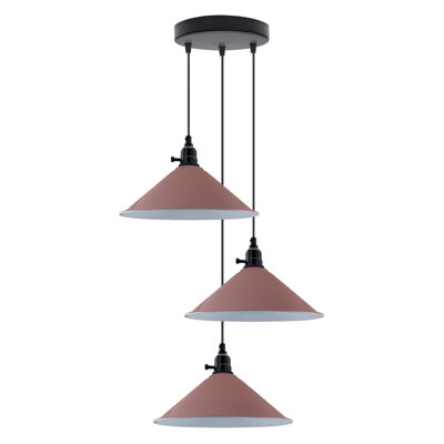 3-Light Cone Pendant Light – Industrial Kitchen Island Ceiling Fixture with Adjustable Height & E27 Bulbs
