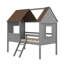 Lit mezzanine simple en bois avec deux fenêtres latérales - Améliore la tranquillité et la sécurité de la chambre (le gris rend les chambres plus amusantes