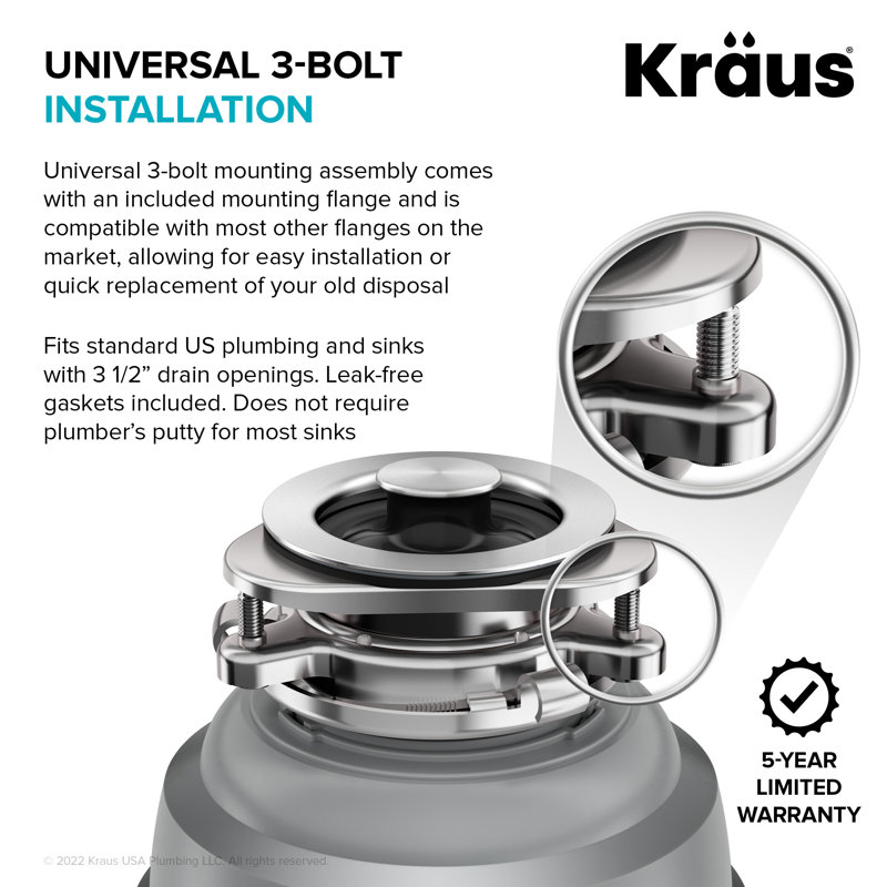 Matte Gray Stainless Steel Continuous Feed Garbage Disposal