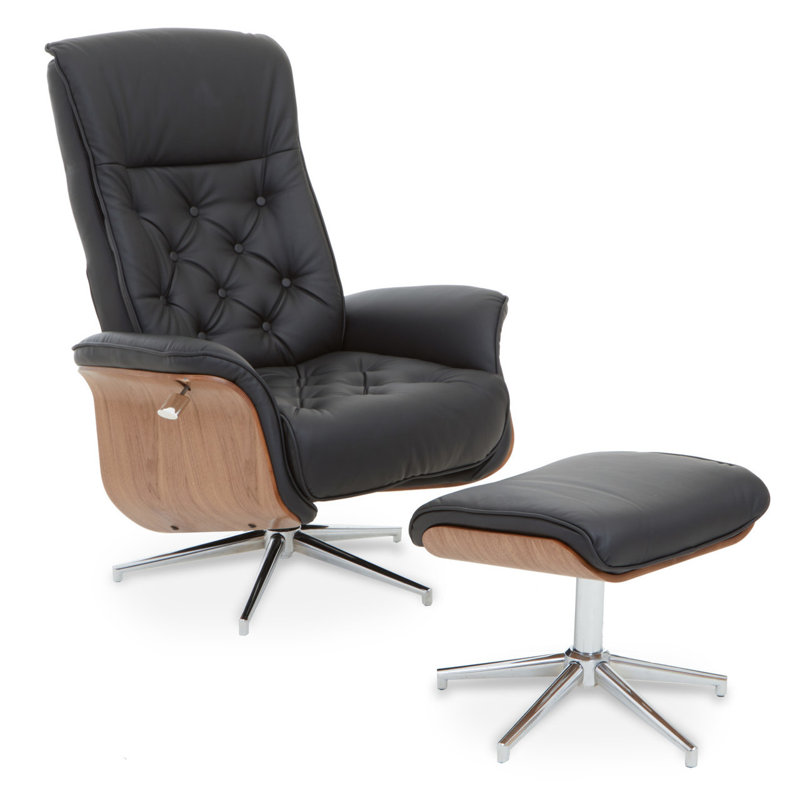 Zora 83cm Wide Swivel Standard Recliner, Black