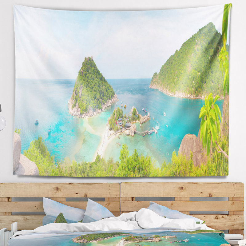 Paysage photographie tropical island panorama tapisserie, H 68 po x l 80 po