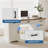 58 Inch Wide Executive Desk with 5 Drawers and 1 Cabinet, Farmhouse Home Office Desk with for Work, Study, Writing, Wooden Computer Table for Bedroom, Game Room, White-869049232