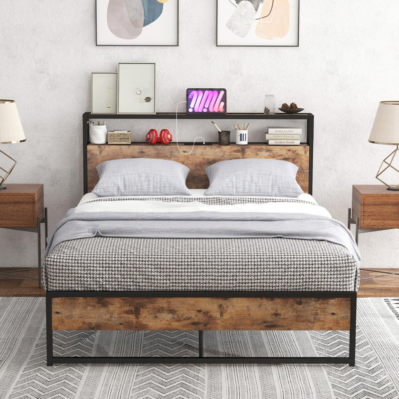 Banquer Metal Platform Storage Bed, Full / Double