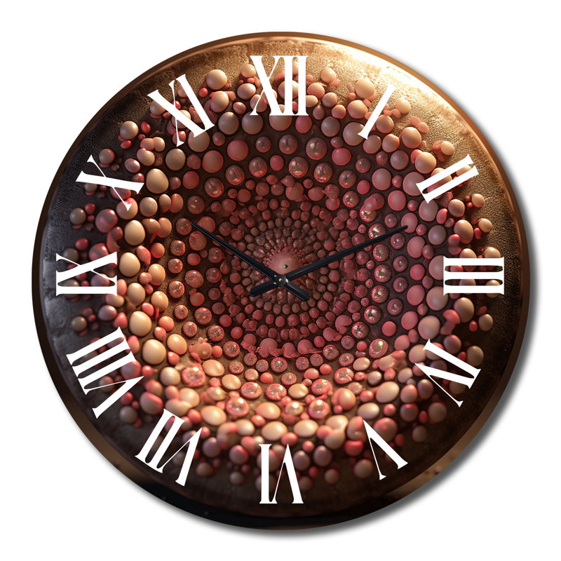 Horloge murale mauve et rose rétro en métal Glam Mandala II, Très grand