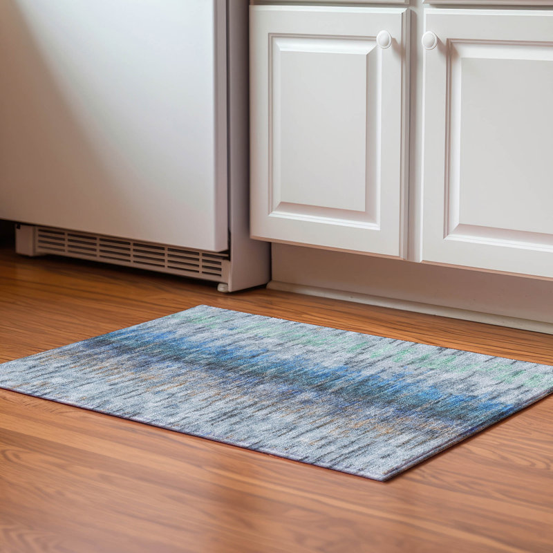 Premium Machine Washable Mayfield AMF2319 Casual Rug, Blue, 2'6" x 3'10"