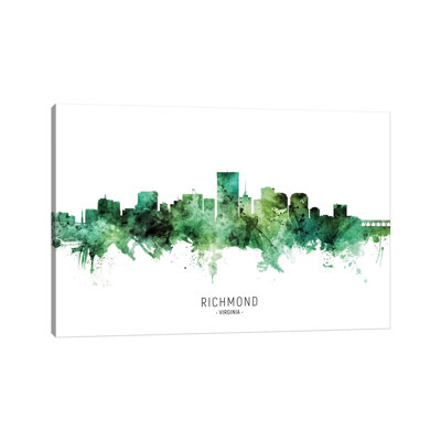 «Richmond Virginia Skyline Green» par Michael Tompsett, impression sur toile tendue