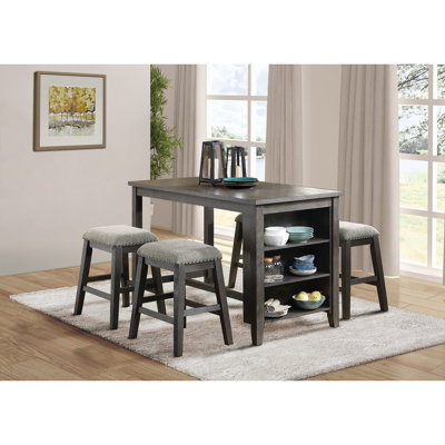 Kjirsten 4  Person Dining Set Modern Gray Dining Table Set Gray Dining Set