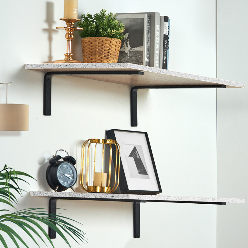 Heavy Duty Matte Black Steel Floating Shelf Brackets, Set of 4