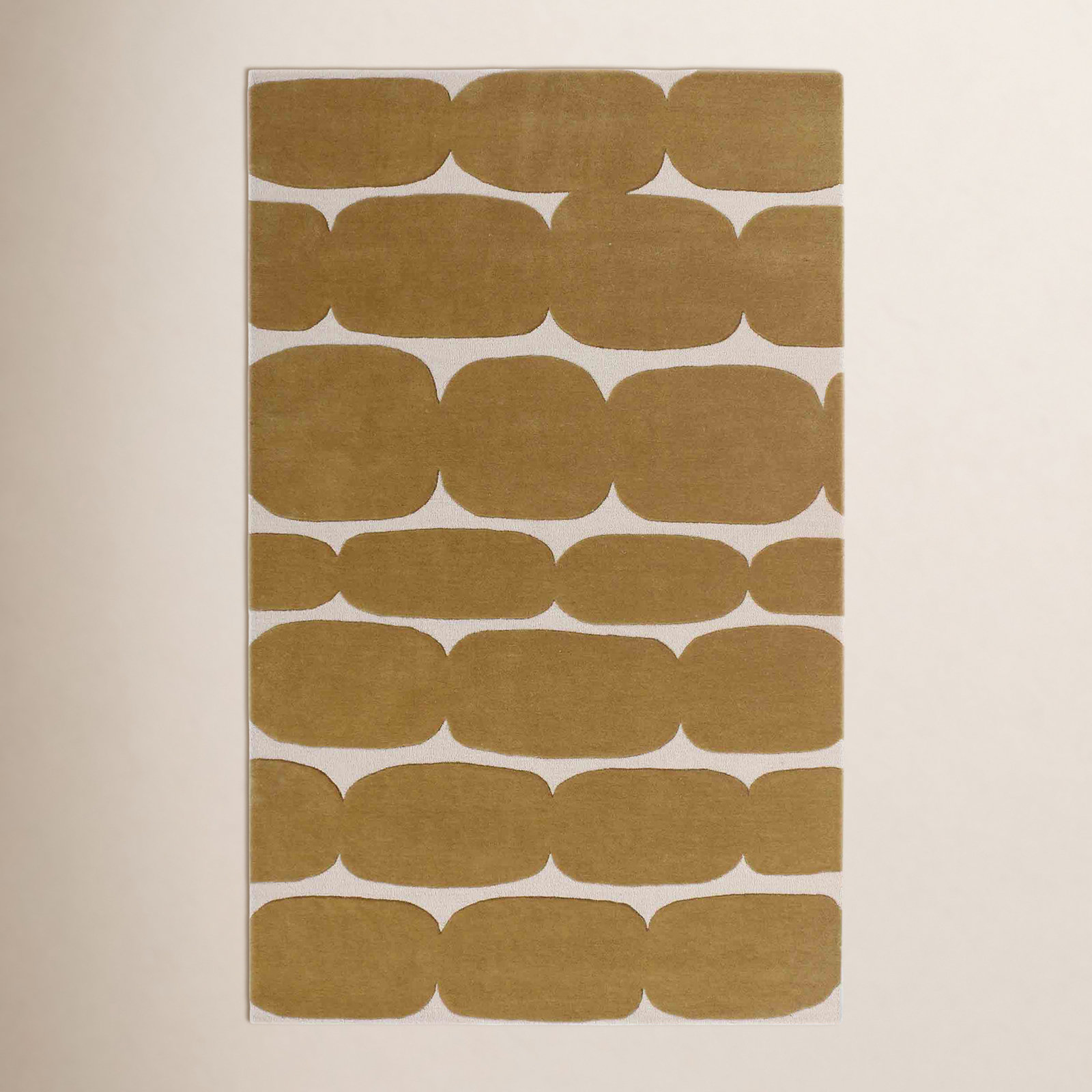 Brick Road Mustard Yellow Hand-Tufted Wool Rug, Rectangle 9' x 12'