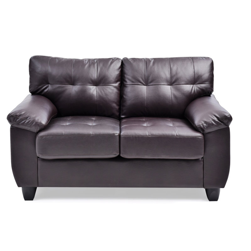 Waville 57'' Loveseat,Tufted Sofa,Faux Leather Couch, Beige Leather