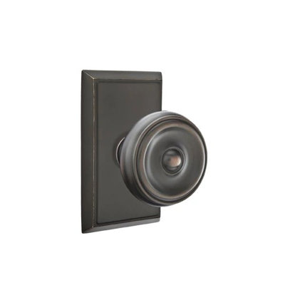 Ensemble de mortaise intérieure Emtek Passage avec rosette rectangulaire et bouton Waverly (LH)