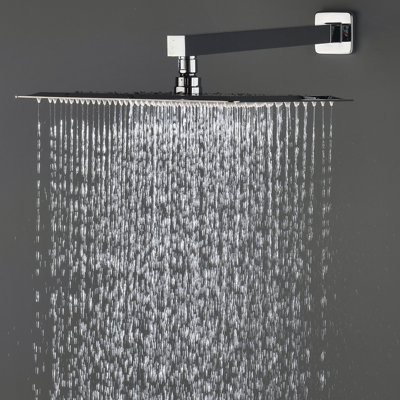 Bathroom Luxury Rain Mixer Combo Set Wall Mounted Rainfall Shower Head System Polished Chrome, (Contain Faucet Roughin Valve Body And Trim)