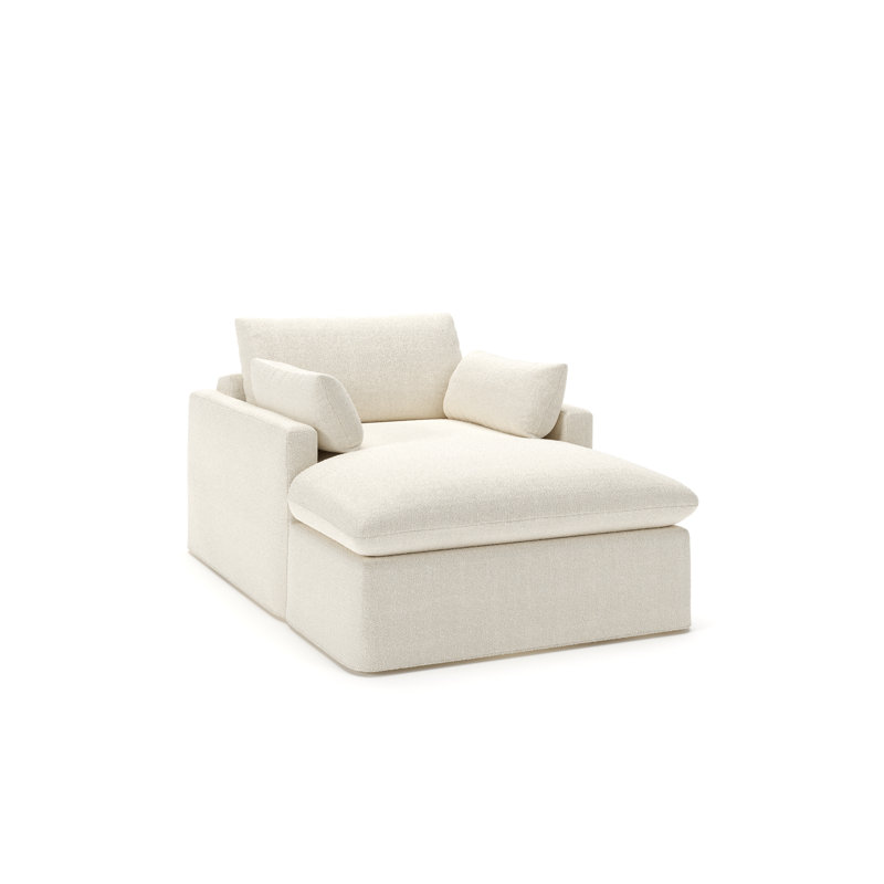 Méridienne Luna, Tissu performance bouclé Davis Pearl