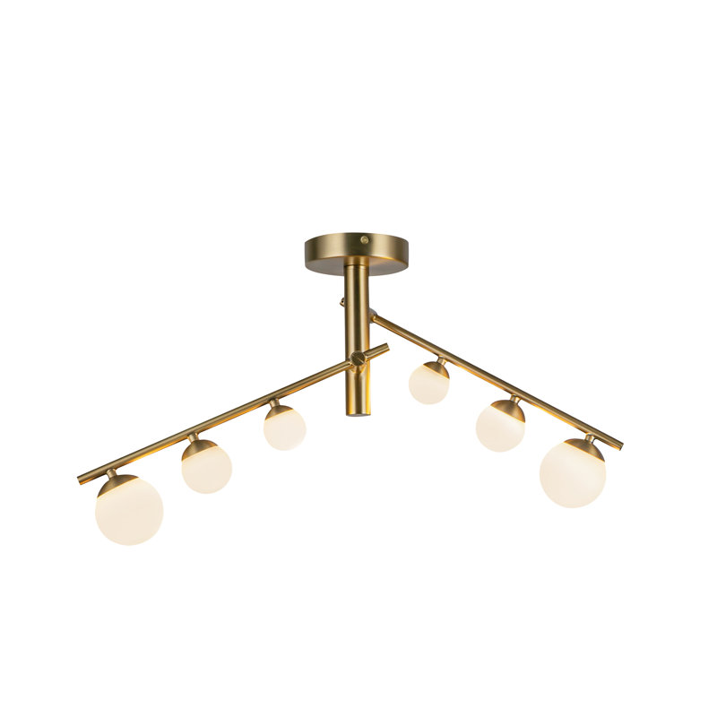 Cypress 2 Arm Opal Glass LED Semi-Flush, Brushed Gold