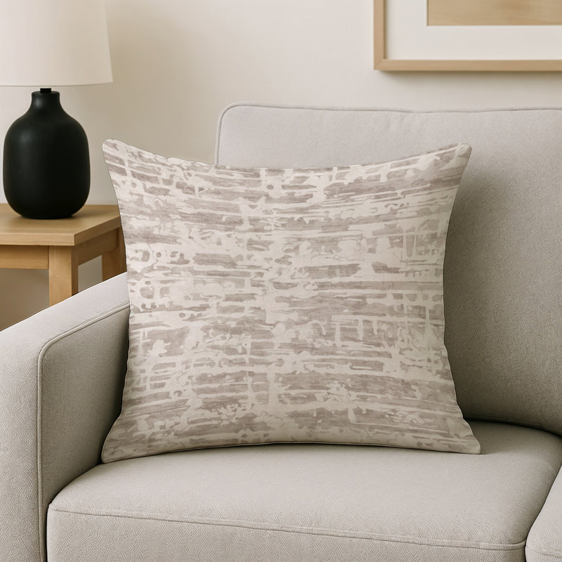 Coussin décoratif intérieur / extérieur gris Modern Modern, Carré 16 po, Gris / beige abstrait 9
