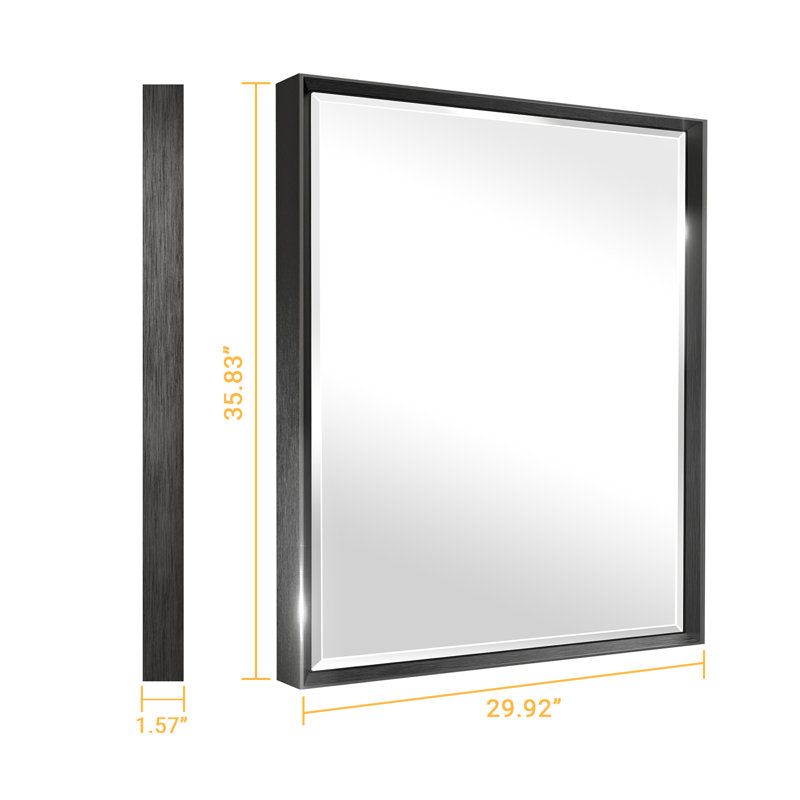 Miroir de salle de bain mural Lohoski, Noir, 36 po x 30 po