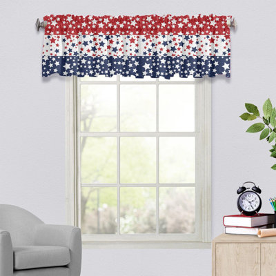 Kondieu cantonnières de fenêtre 54 x 17,72 pouces drapeau des États-Unis rideaux de cantonnière le 4 juillet Patriotisme Jour de l'Independance Cantonnière courte pour la cuisine Salon Cafés