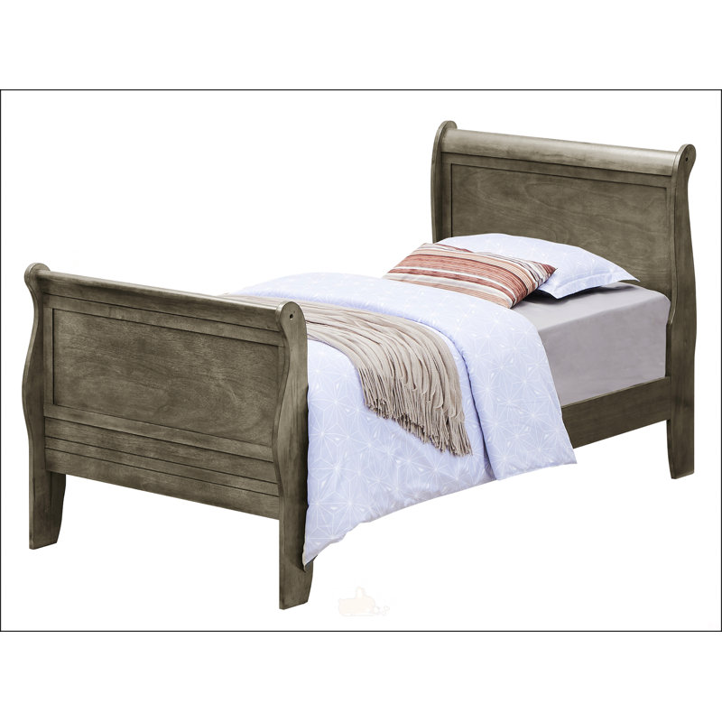 Lit simple traditionnel gris, Gris, Lit simple
