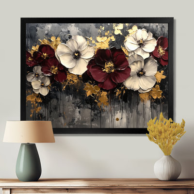 Burgundy Poppies Dreamscape At Night II - Poppies Framed Wall Art
