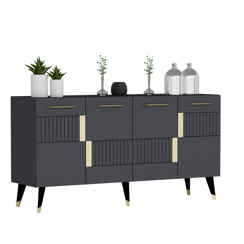 Olivia 79cm Console Table, Anthracite/Gold
