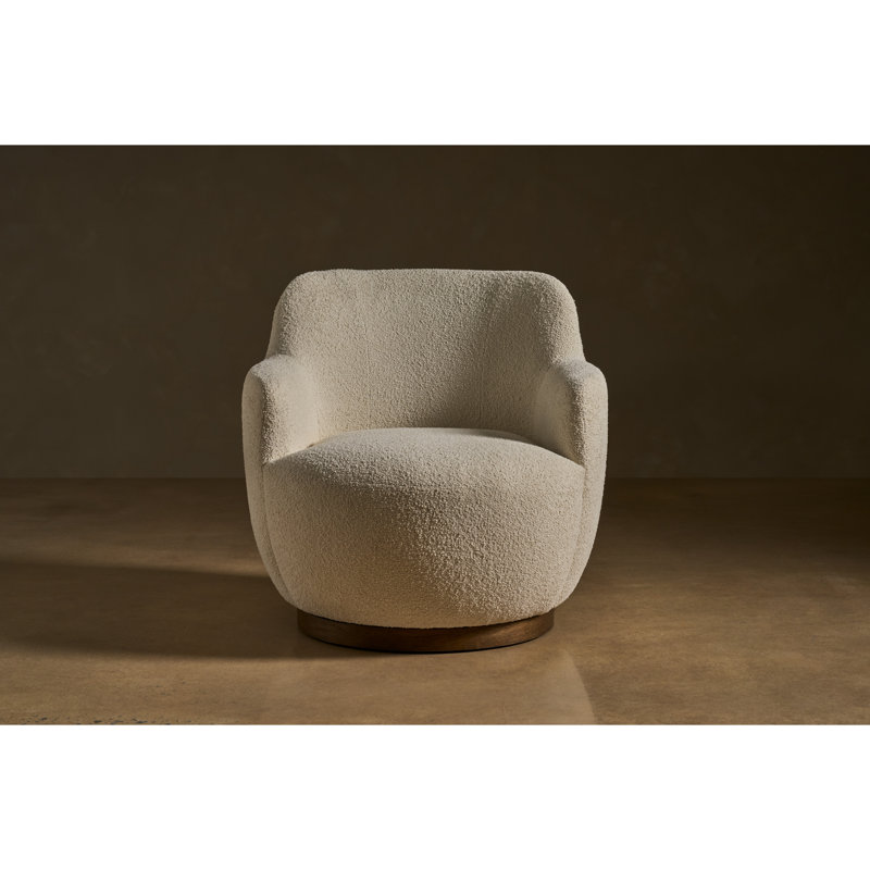 Curated Swivel Armchair, Polyester, Cream