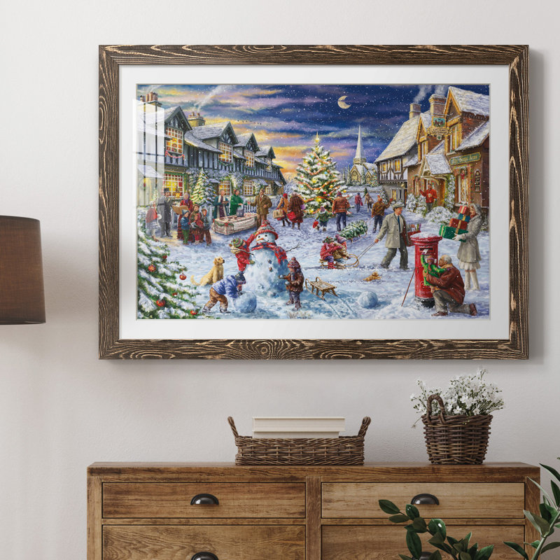 «Christmas Eve» par J Paul - reproduction d'art sur papier encadrée, H 31,5 po x l 23,5 po x P 1,5 po, Papier, cadre noyer