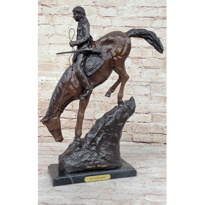 Mountain Man Frederic Remington Native American Indian Bronze Statue Sculpture 21" x 17"