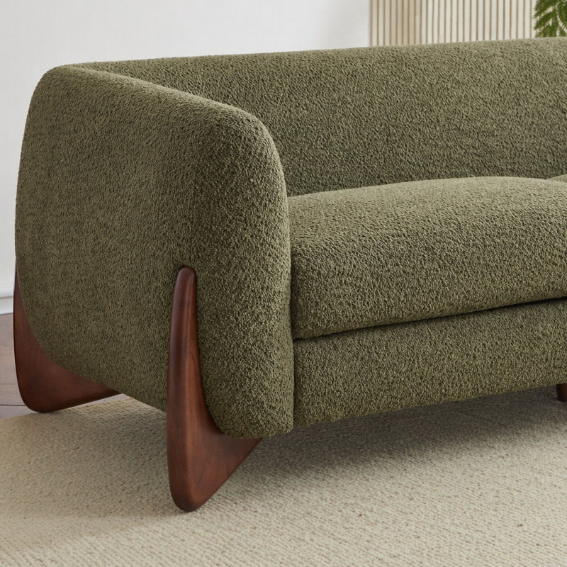 Canapé 82 pouces Boucle Sherpa, Vert olive