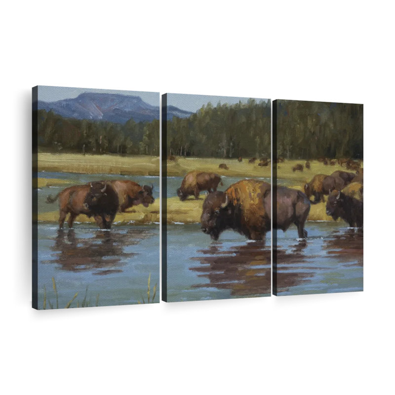 «Buffalo Crossing», 3 pièces, H 48 po x l 74 po