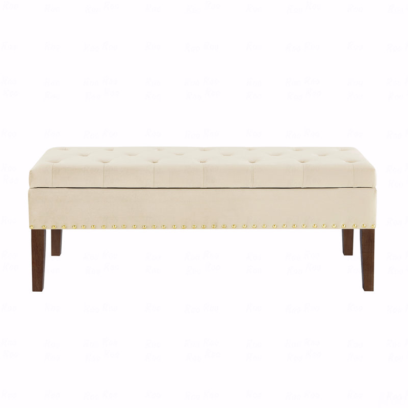 Tufted Bench With Storage, Cream