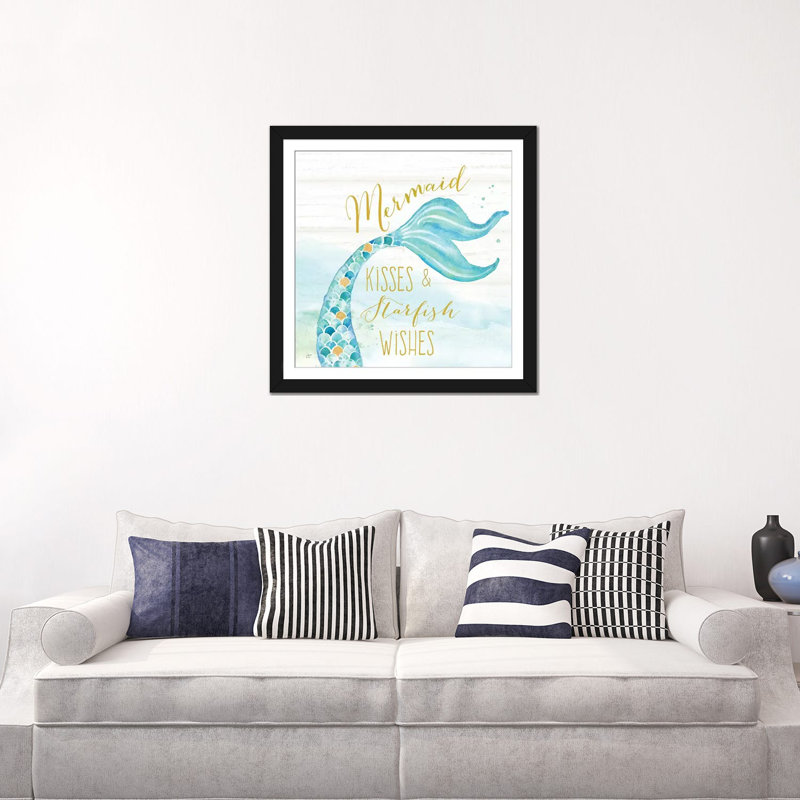 «Mermaid Tale II», impression sur toile, H 16 po x l 16 po x P 1 po, Papier beaux-arts encadré noir