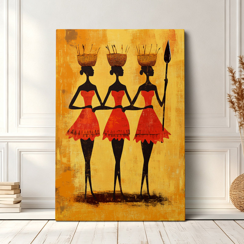 Impression sur toile 30 x 20 cm représentant des femmes en robe tribale africaine - Décoration de salon
