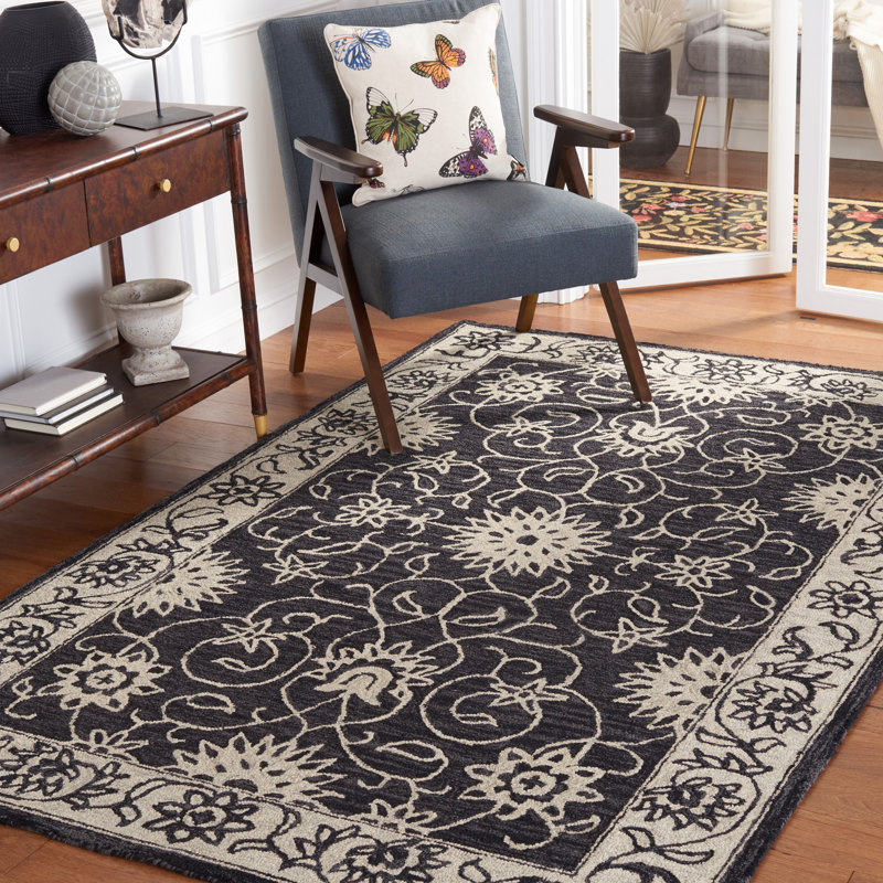 Abrakata Hand Tufted Wool Floral Rug, Rectangle 6' x 9'