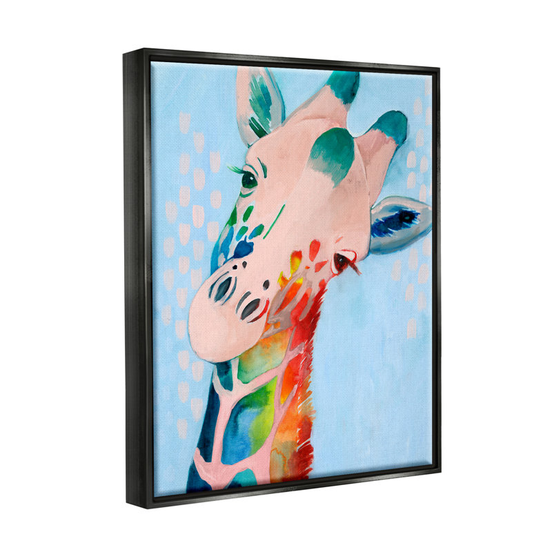 "Rainbow", art mural sur toile bleu abstrait par Grace Popp, H 31 po x l 25 po x P 1,7 po, Cadre flottant noir de jais