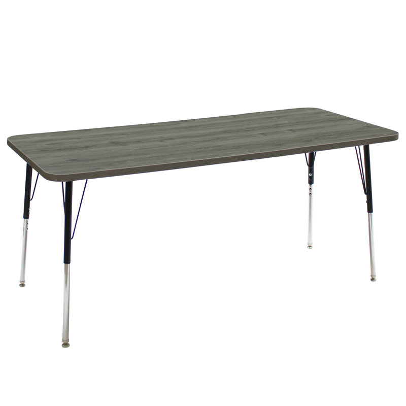 Table d'activité rectangulaire avec pieds réglables La Madera, 30 po x 72 po, Standard, Bois gris / noir