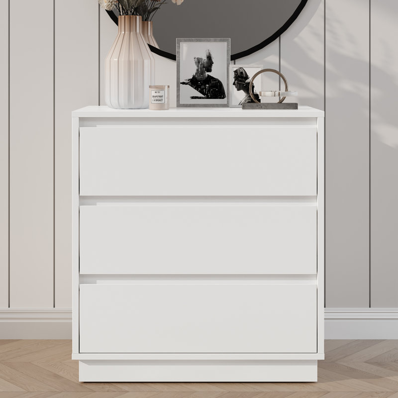 23.6“W Wood Nighstand With 3 Drawers, White