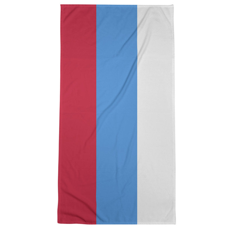 Cotton Blend Beach Towel, Blue/Red/Off White