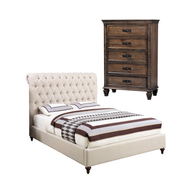 Clemence Burnished Oak 2-Piece Bedroom Set with Chest -  CDecor Home Furnishings, 300302KE-S2C