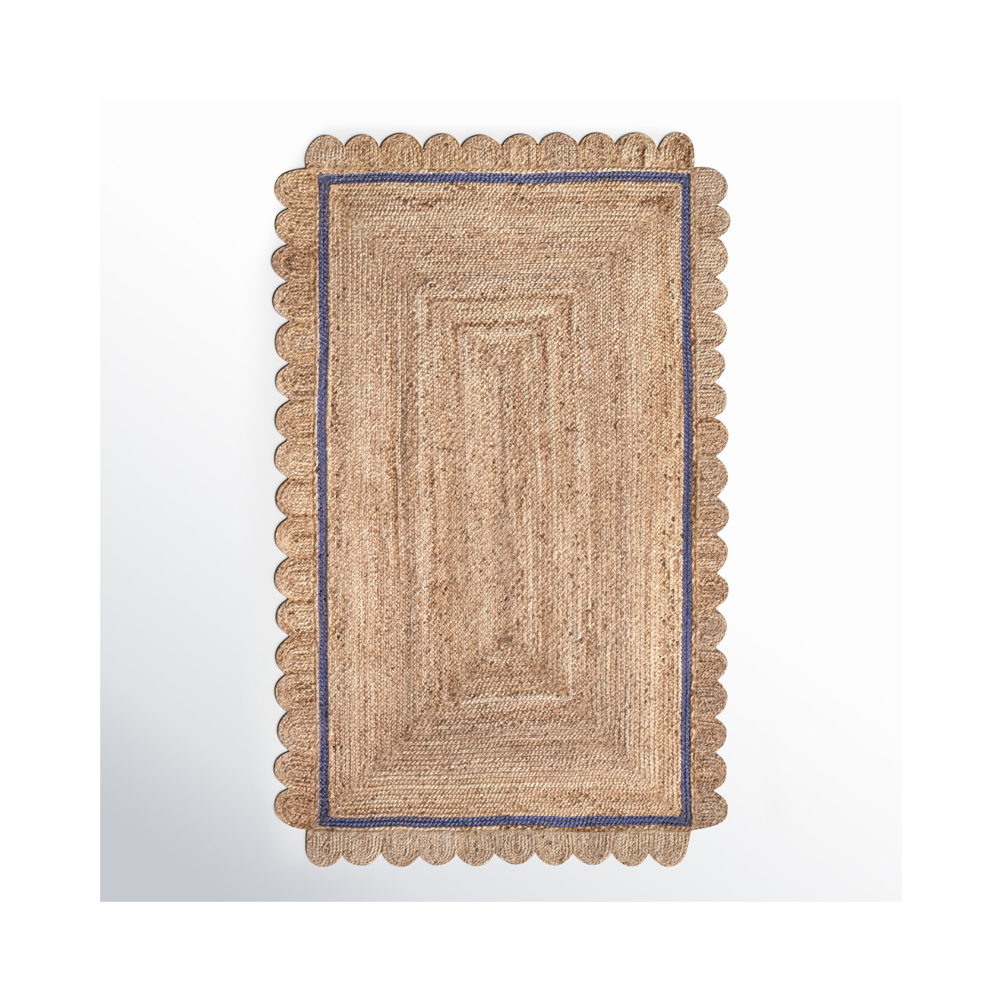 Damask Petals Braided Jute Area Rug, Rectangle 3' x 5'