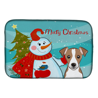 Tapis de séchage bonhomme de neige avec jack terrier
