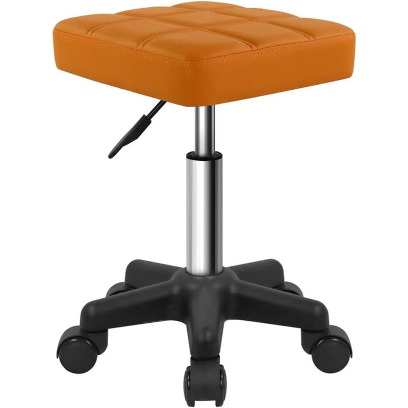Square Rotating Stool With Wheels, Brown