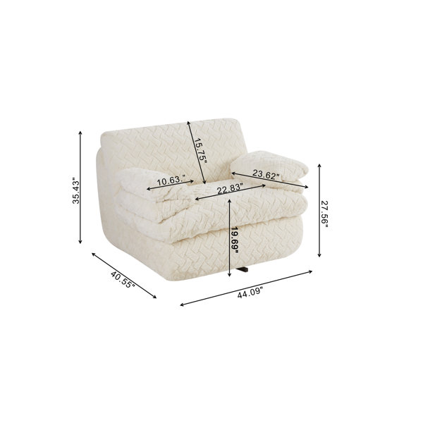 Hokku Designs White Corduroy Full Compression Lounging Swivel Chair ...