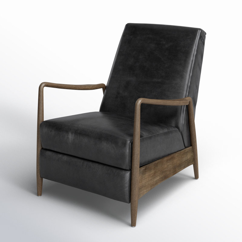 Braden Recliner-Dakota Warm Taupe, Dakota Black Genuine Leather